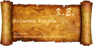 Kolacsek Etelka névjegykártya